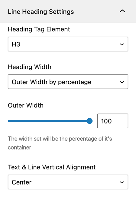 Line Heading block Settings