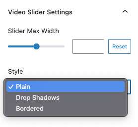 Video Slider block Settings