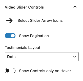 Video Slider block Controls