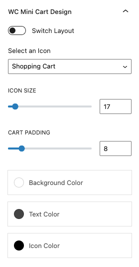 WooCommerce Mini Cart Block design settings