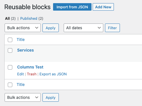 Delete Reusable block(s)