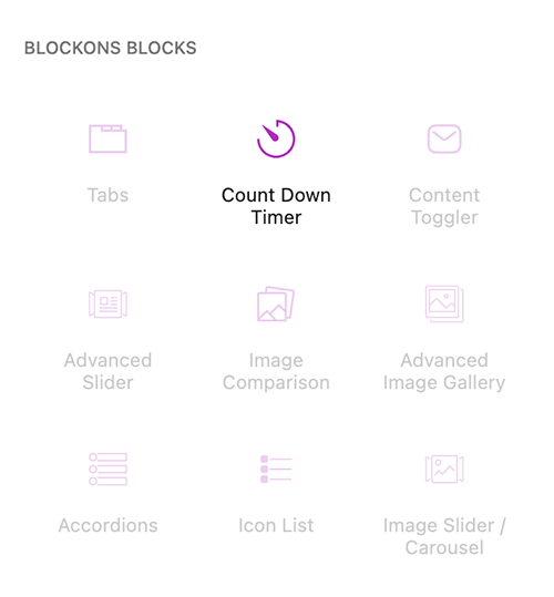 Add WordPress Countdown Timer block from the blocks sidebar
