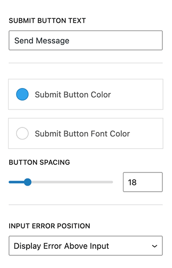 Contact Form block - Button Settings