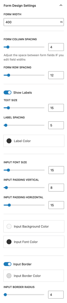 Gutenberg Contact form block - Design Settings - Blockons